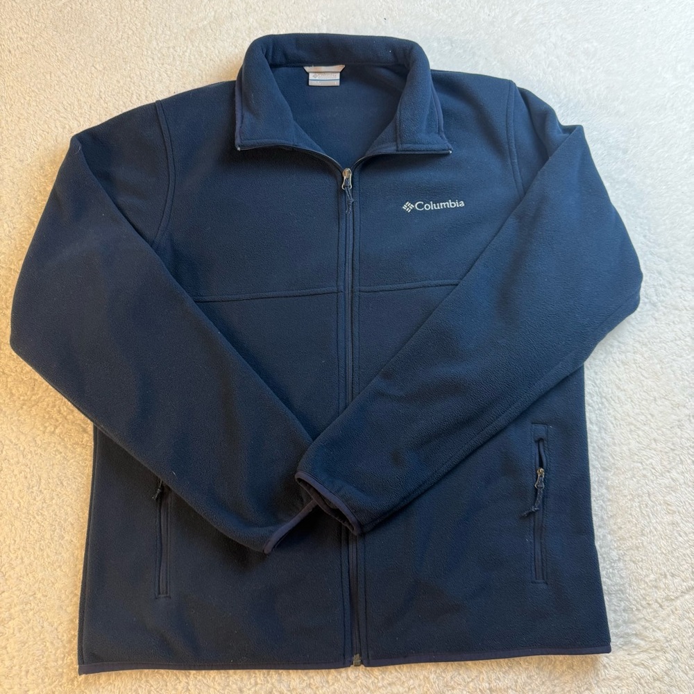 Men’s Columbia Sportswear Company Navy Fleece Jacket Full Zip W/ Pockets Large
